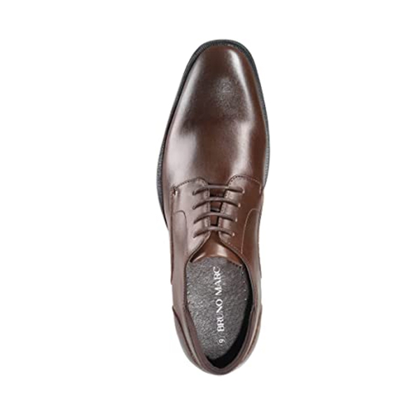 Men's Classic Plain Toe Oxford Shoes - DARK BROWN - 4